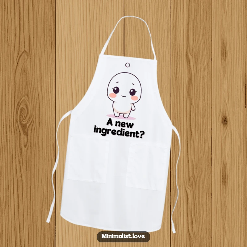 Funny Apron featuring a minimalist character looking surprised by a single floating dot, great for the kitchen.