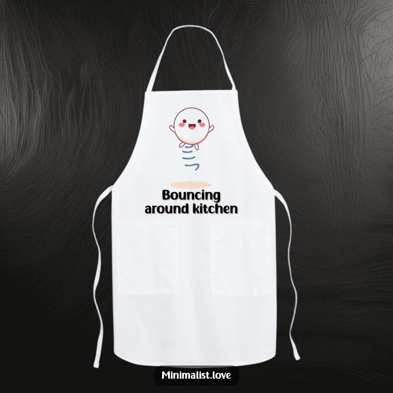 Funny Apron, a round character bouncing on a spring, ideal for kitchen wear.