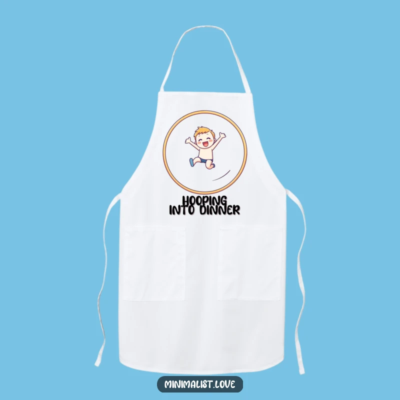 Funny Leaping Figure Hoop Apron: Cook with Determination, Unique Funny Chef's Gift