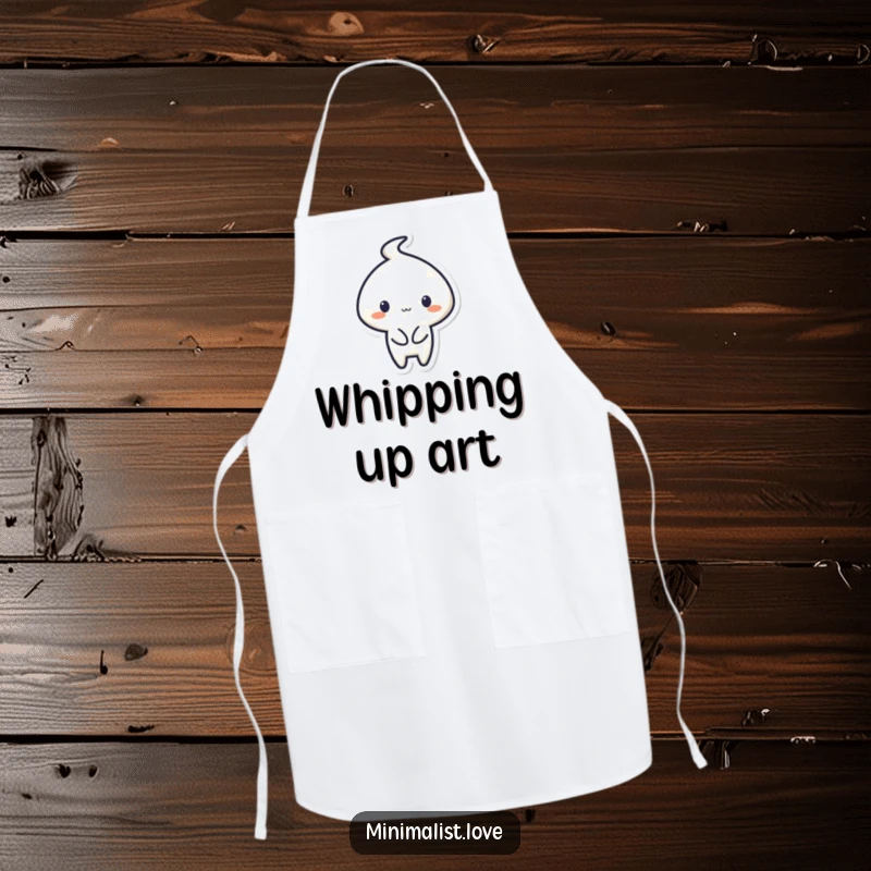 Funny Apron featuring a minimalist character creating a simple shape with a flourish, great for crafters.