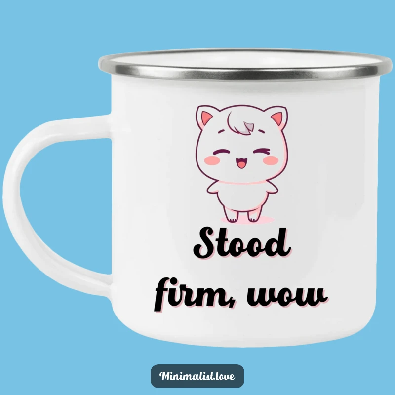 Funny Kawaii Winking Camping Mug: Minimalist Adventure Character Gift