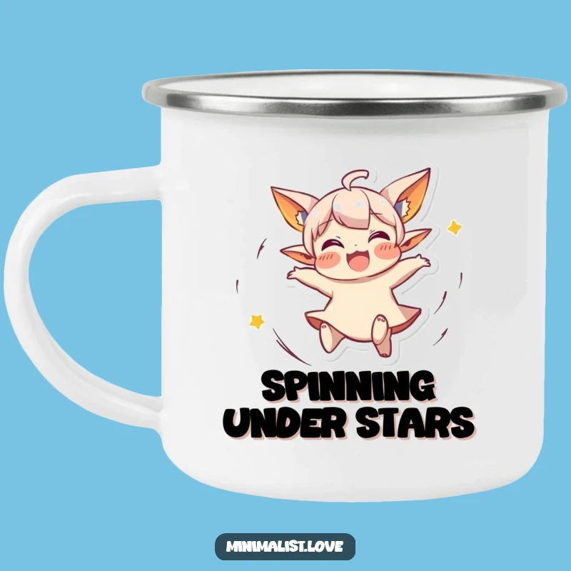 Funny Spinning Character Camping Mug: Joyful Pointed Ears, Outdoor Funny Gift!
