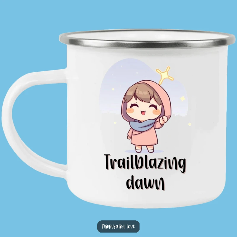 Funny Hopeful Character Line Camping Mug: Enjoy Drinks with Light and Hilarious Cheer!