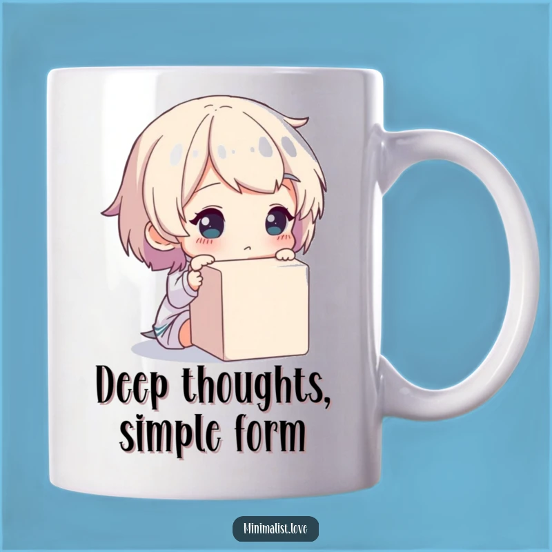 Funny Thoughtful Cube Mug - Character Contemplation Gift