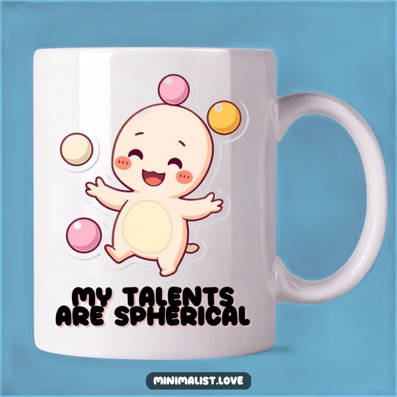 Funny Juggling Character Mug: A Grinning Dots-Cheeks Pal, Perfect Funny Gift!