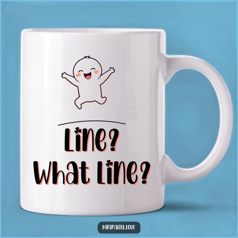 Funny Minimalist Joyful Leaping Character Mug - Perfect Humorous Gift!