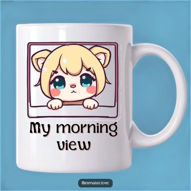 Funny Peek-a-Boo Mug: Curious Character in Clean Rectangle, Perfect Funny Gift