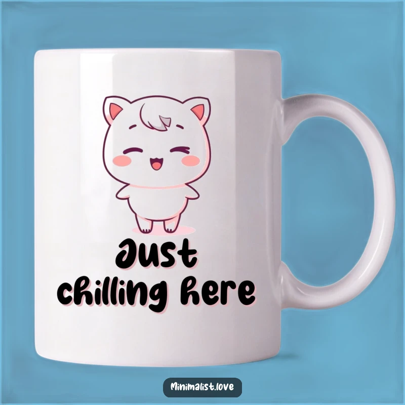 Funny Kawaii Winking Mug: Minimalist Style Character Gift with a Wink