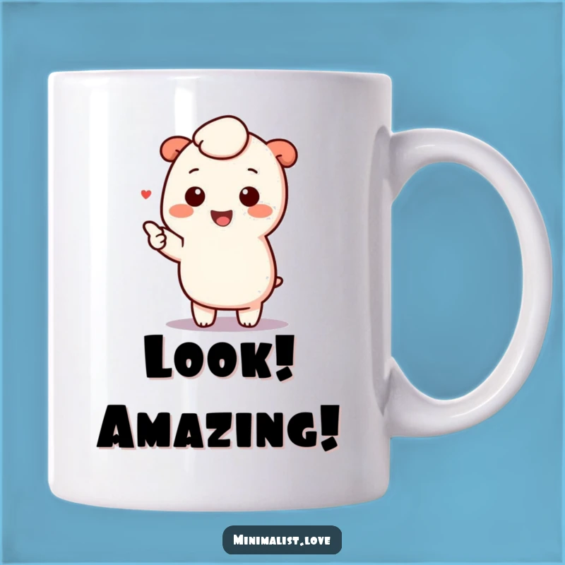Funny Kawaii Pointing Mug: Minimalist Charm Character Gift for Joy