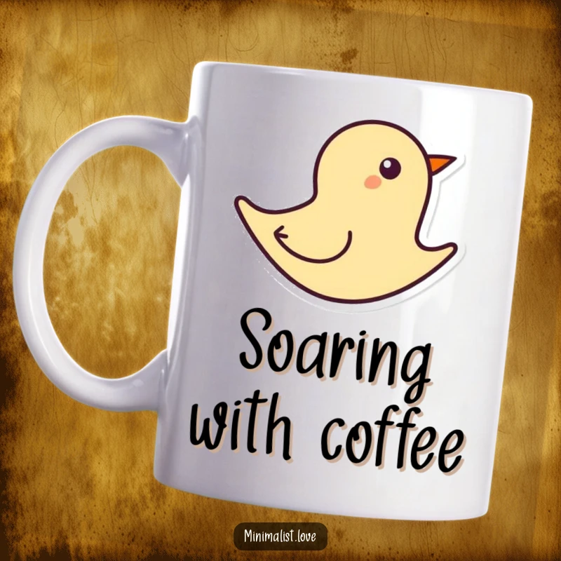 Funny simplified abstract bird shape depicted in minimalist art, soaring on a single bold line of flight.