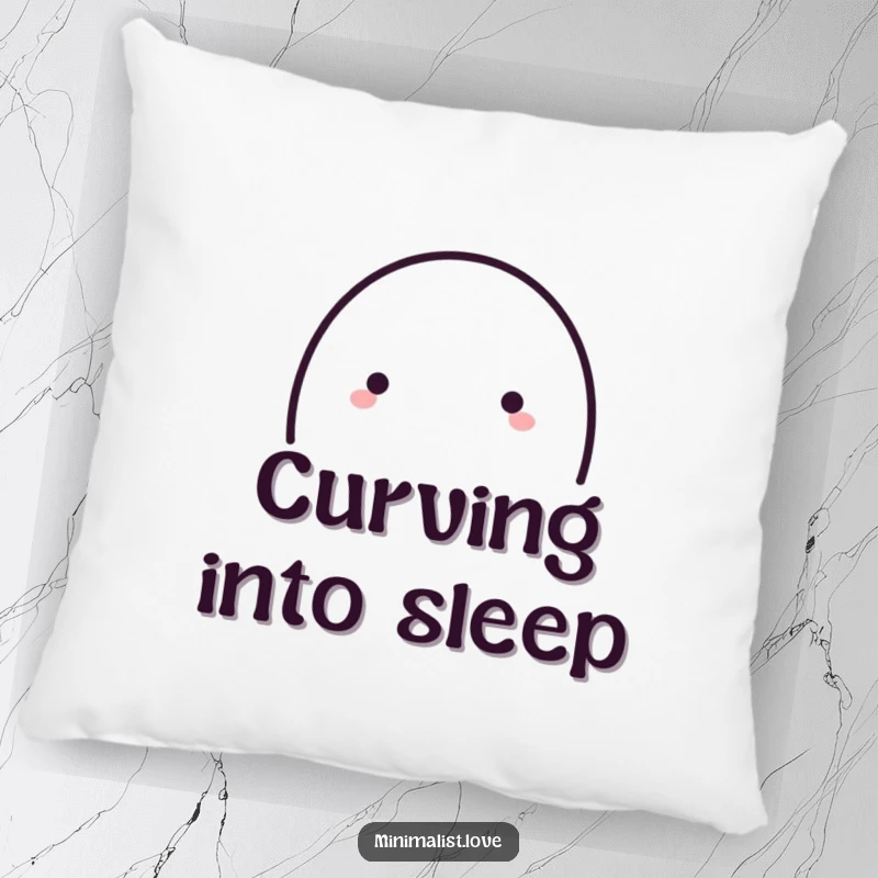 Funny bold line creating a playful arc with a dot at the end, on a soft minimalist art pillow.