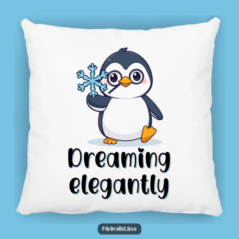 Funny Penguin Monocle Pillow: Dapper comfort with a balancing penguin, a great funny gift.