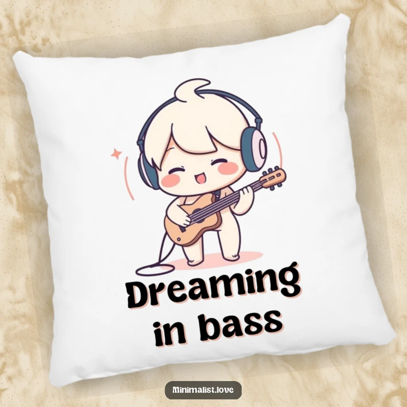 Funny Character Pillow: A soft pillow depicting a charming character playing a minimalist sound wave, adding musical comfort.