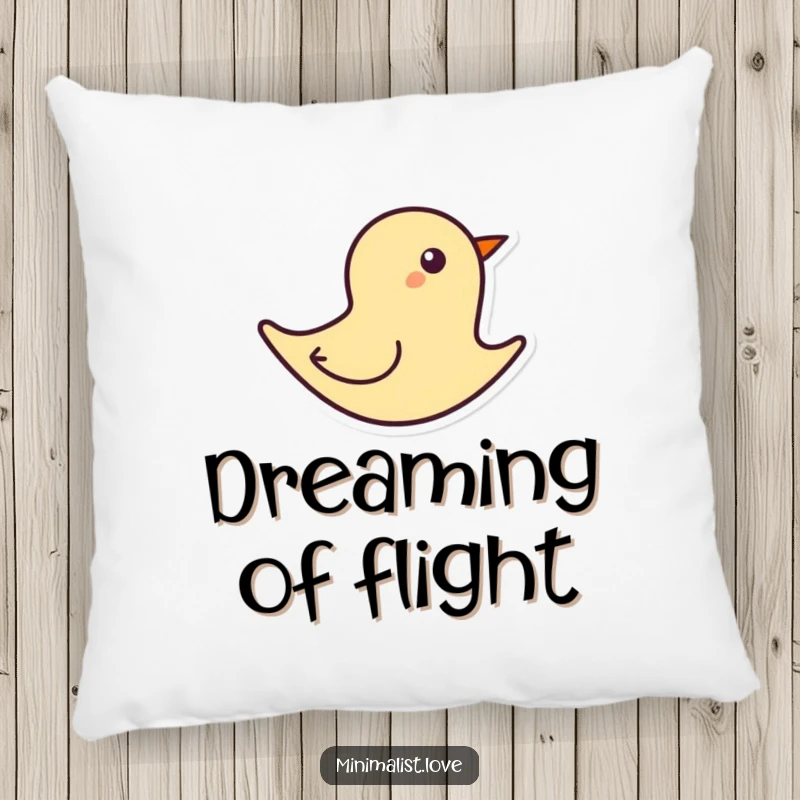 Funny abstract bird shape flying on a bold line, depicted on a comfortable minimalist art pillow.