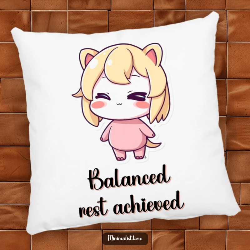 Funny pillow featuring a character winking cheekily while standing in perfect balance, perfect for cozy comfort and humorous decor.