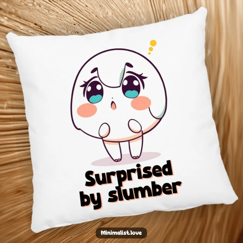 Funny Character Pillow: A soft pillow depicting a surprised character looking up at a single descending dot.