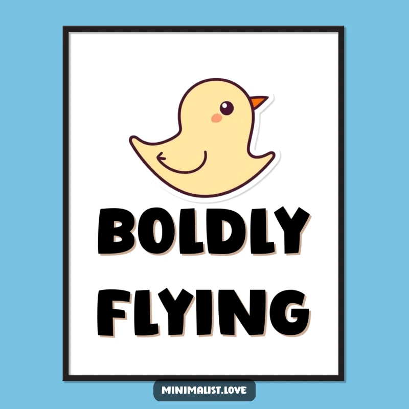 Funny Abstract Bird Flight Digital Art - Minimalist Art Print for Walls