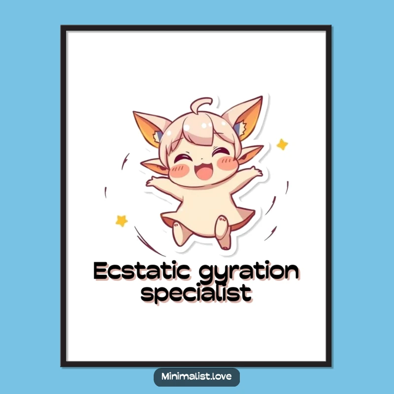 Funny Spinning Character Digital Art: Joyful Pointed Ears, Instant Funny Gift!