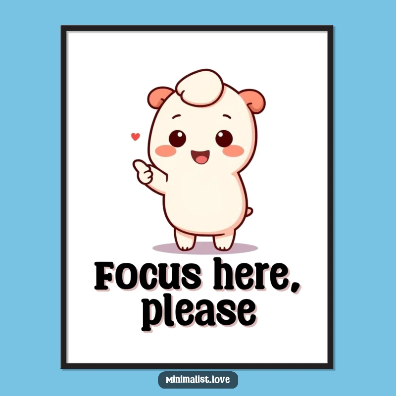 Funny Kawaii Pointing Digital Print: Minimalist Charm Art Gift