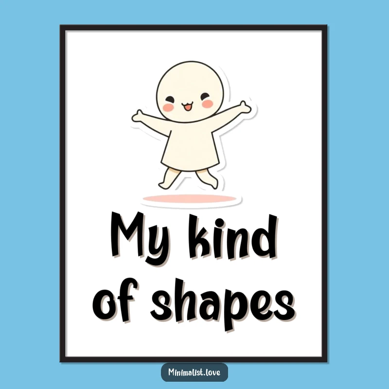 Funny Dancing Character Geometric Digital Art Print Minimalist Abstract Art for Instant Decor Gift