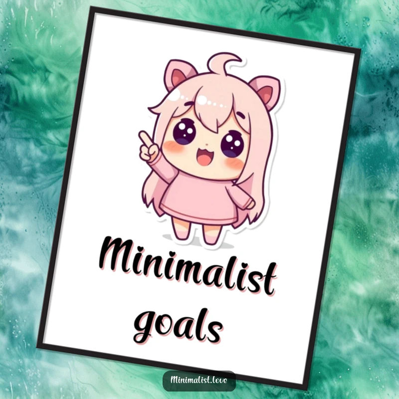 Funny digital art print of a character pointing enthusiastically at a blank space, instant humorous decor.