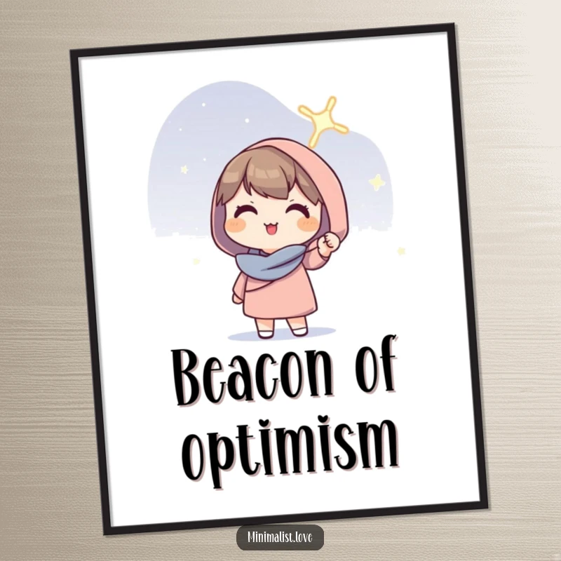 Funny Character Digital Art: A high-resolution print of a hopeful character holding a solitary, glowing line aloft.