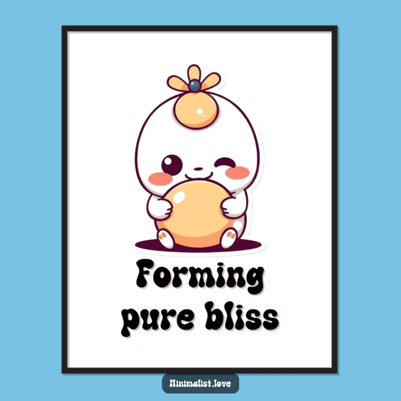 Funny Kawaii Shape Digital Print: Goofy Grin Art Gift