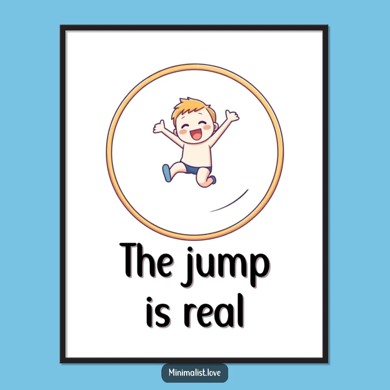 Funny Leaping Figure Hoop Digital Art: Instant Motivation for Your Walls, Unique Funny Gift