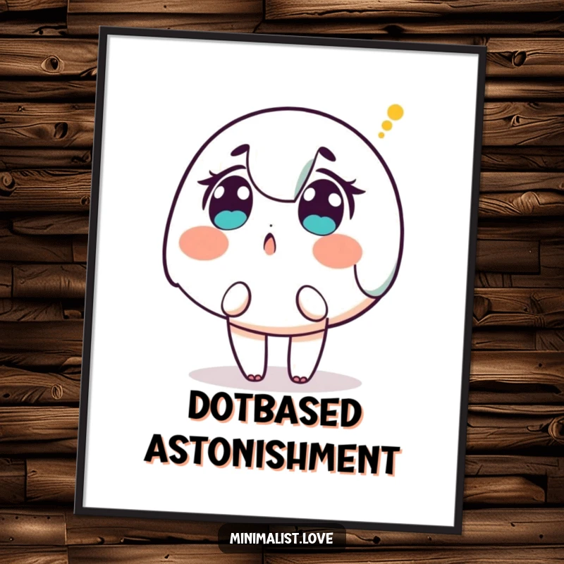 Funny Character Digital Art: A high-resolution print of a surprised character looking up at a single descending dot.