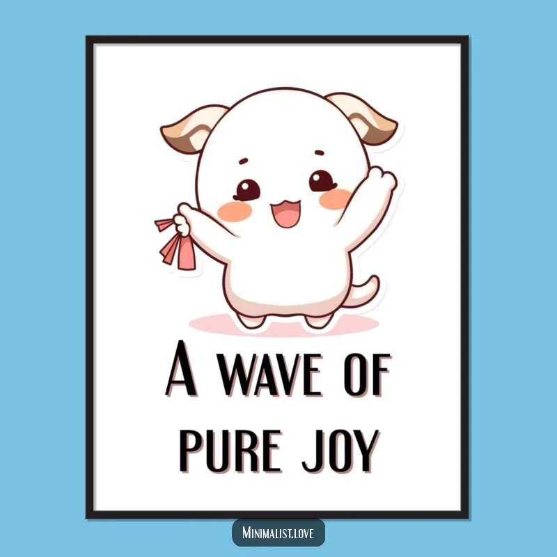 Funny Waving Character Digital Art: Happy Blush Pal, Instant Funny Gift!
