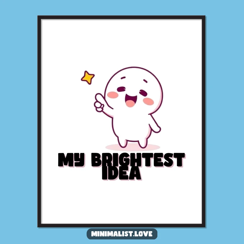 Funny Pointing Star Digital Art Print Minimalist Inspirational Art for Instant Decor Gift