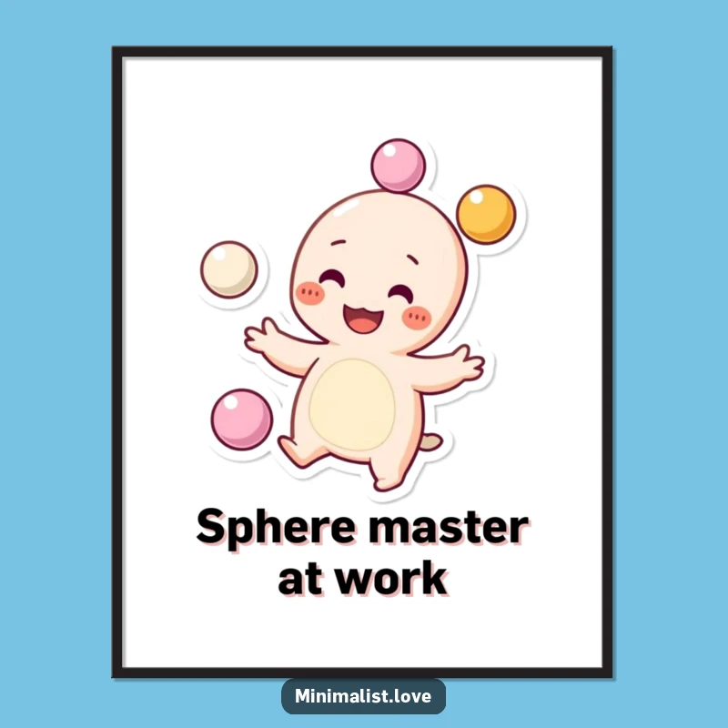 Funny Juggling Character Digital Art: Grinning Dots-Cheeks Pal, Instant Funny Gift!