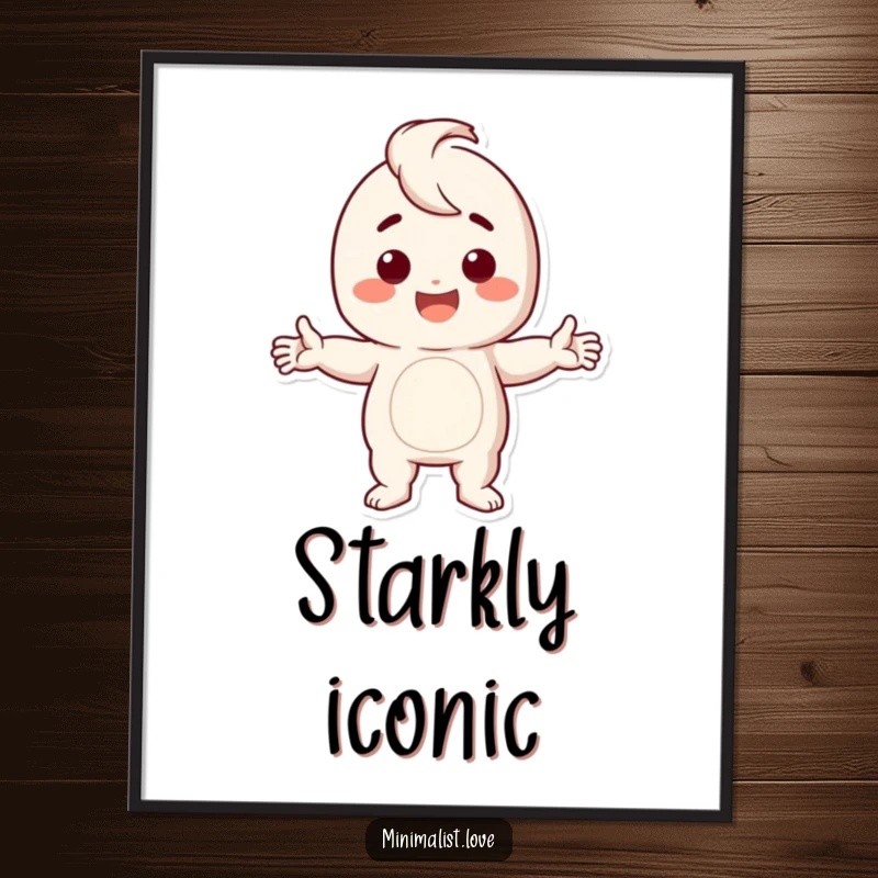 Funny Digital Art Print of a happy character striking an iconic stark pose, exuding humorous confidence and bold style.