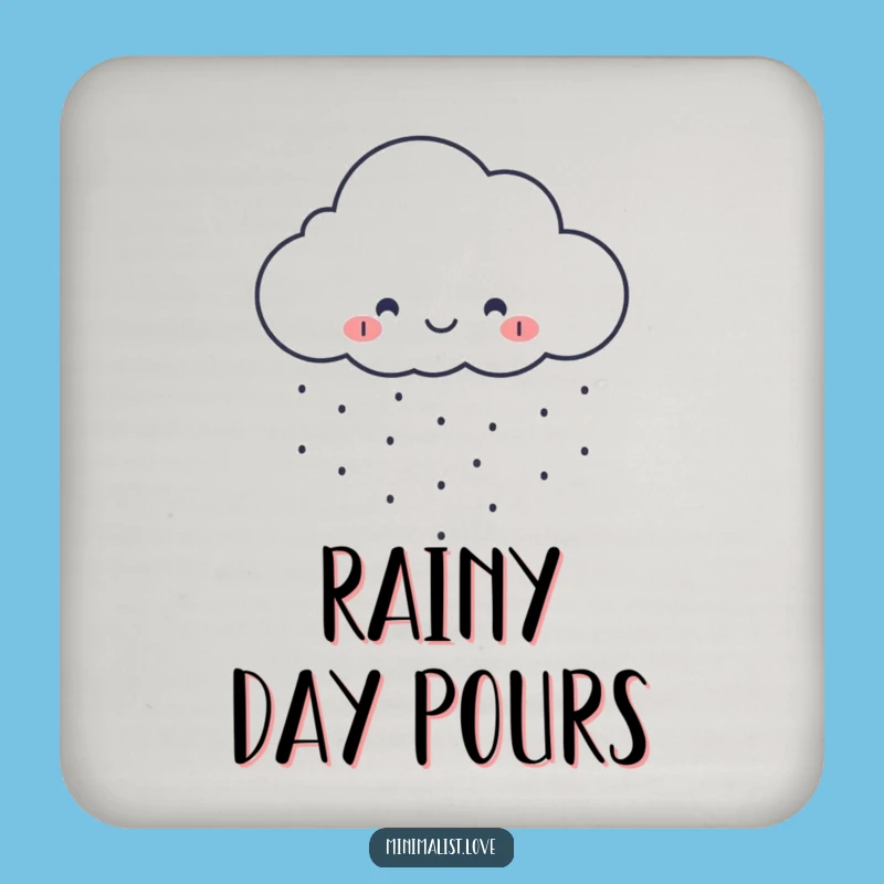 Funny Cloud Raining Dots Coaster Set - Minimalist Art Drink Protector Gift