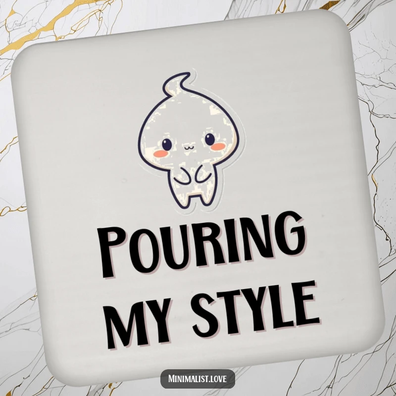 Funny Drink Coaster featuring a minimalist character creating a simple shape with a flourish, adding artful humor.
