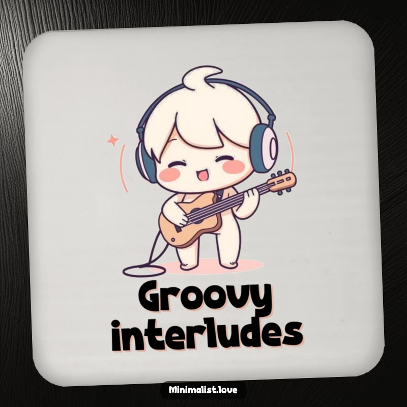 Funny Character Coaster: A drink coaster featuring a charming character playing a minimalist sound wave, a symbol of music.