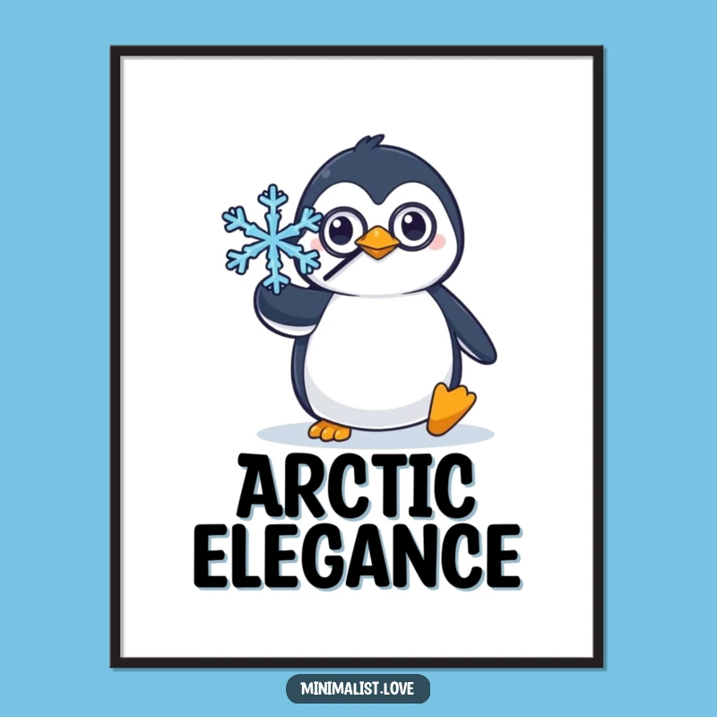 Funny Penguin Monocle Poster: Dapper penguin artwork, a sophisticated funny gift for your walls.