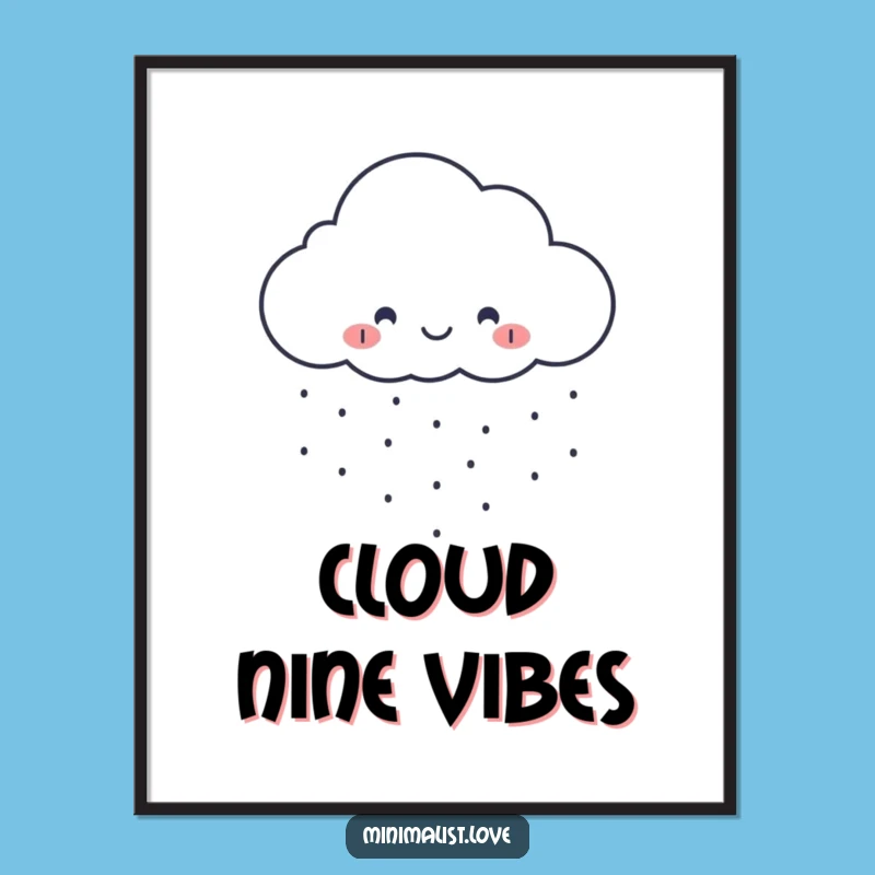 Funny Cloud Raining Dots Poster - Minimalist Art Print for Happy Vibes Gift