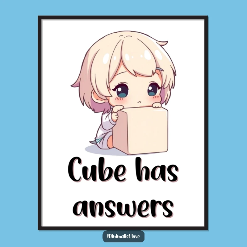 Funny Poster - Thoughtful Cube Observation, Abstract Art