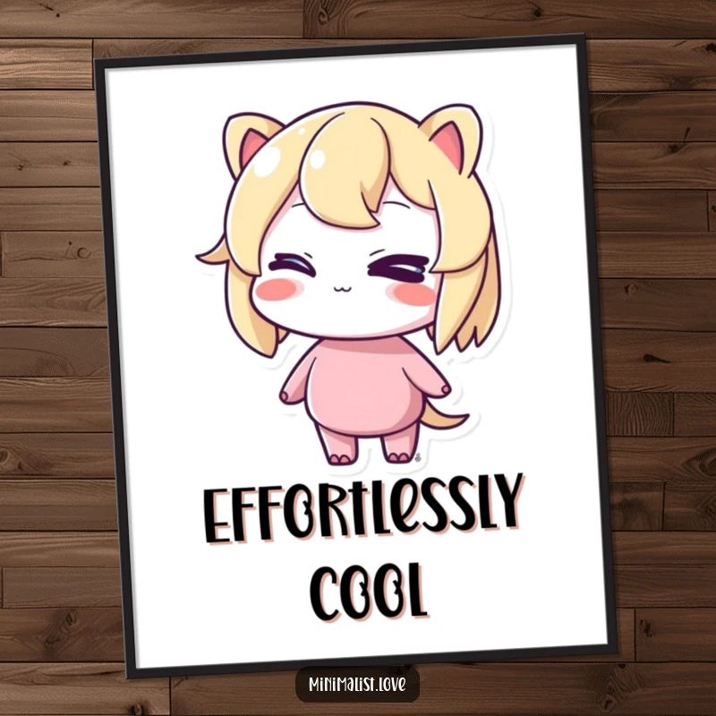 Funny poster of a character winking playfully while standing in perfect balance, ideal for adding stylish and humorous decor.