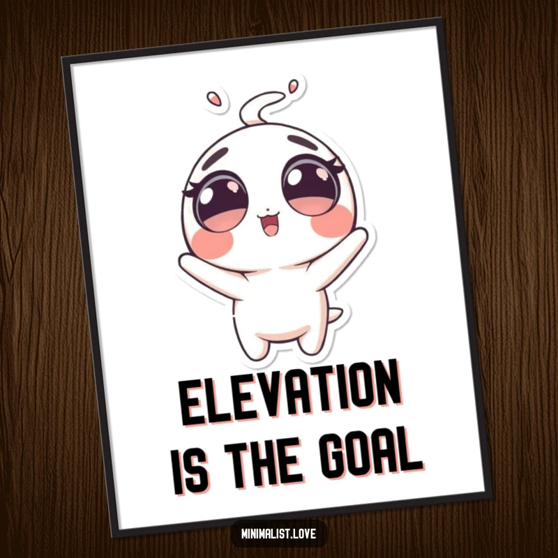 Funny Poster of a bubbly character with large eyes being comically launched upwards. Ideal funny gift.