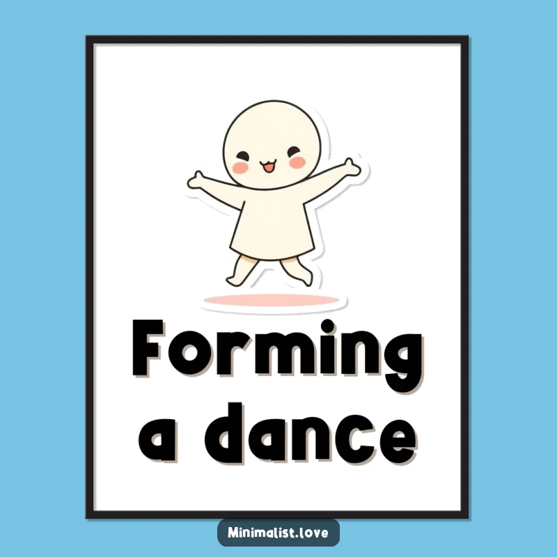 Funny Dancing Character Geometric Poster Minimalist Art for Rhythmic Spaces Funny Gift Decor
