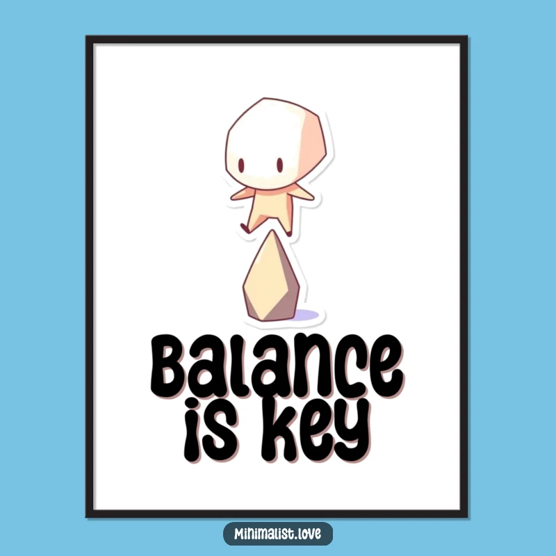 Funny Geometric Shape Balancing Poster - Hilarious Art Print for Walls