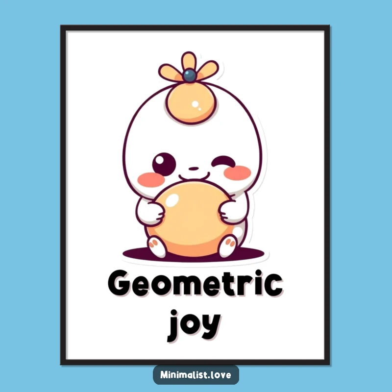 Funny Kawaii Shape Poster: Goofy Grin Character Art Gift
