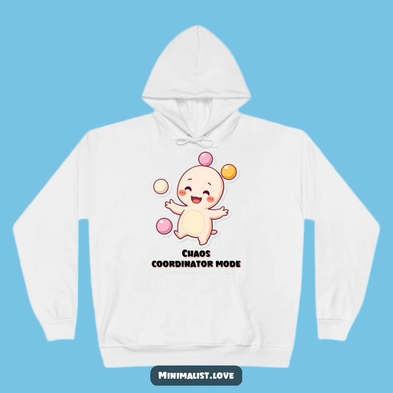 Funny Juggling Character Hoodie: Cozy Grinning Dots-Cheeks Pal, Perfect Funny Gift!