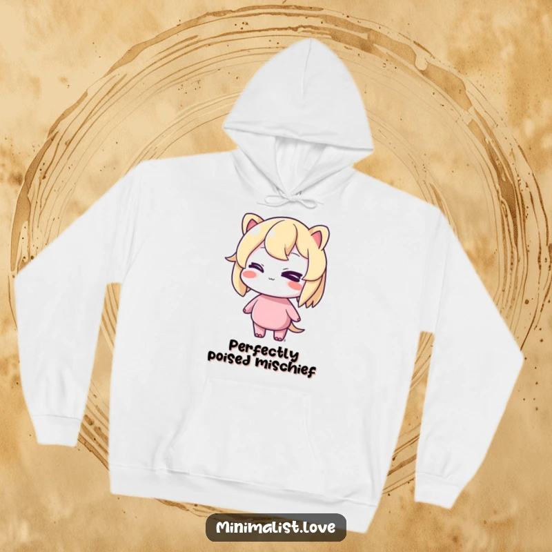 Funny hoodie featuring a character winking cheekily while standing in perfect balance, symbolizing confidence, poise, and playful charm.