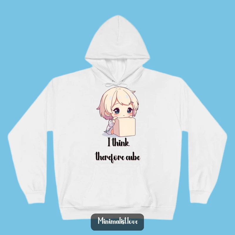Funny Hoodie - Thoughtful Cube Gazing, Intellectual Humor