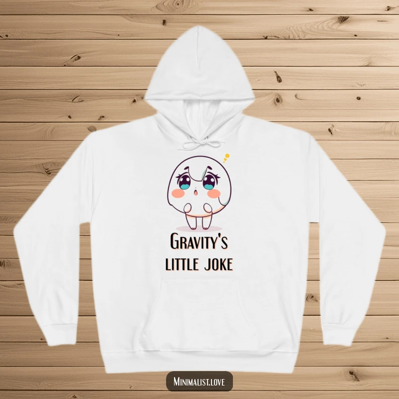 Funny Character Hoodie: A cozy hoodie showing a character looking up in surprise at a single descending dot.