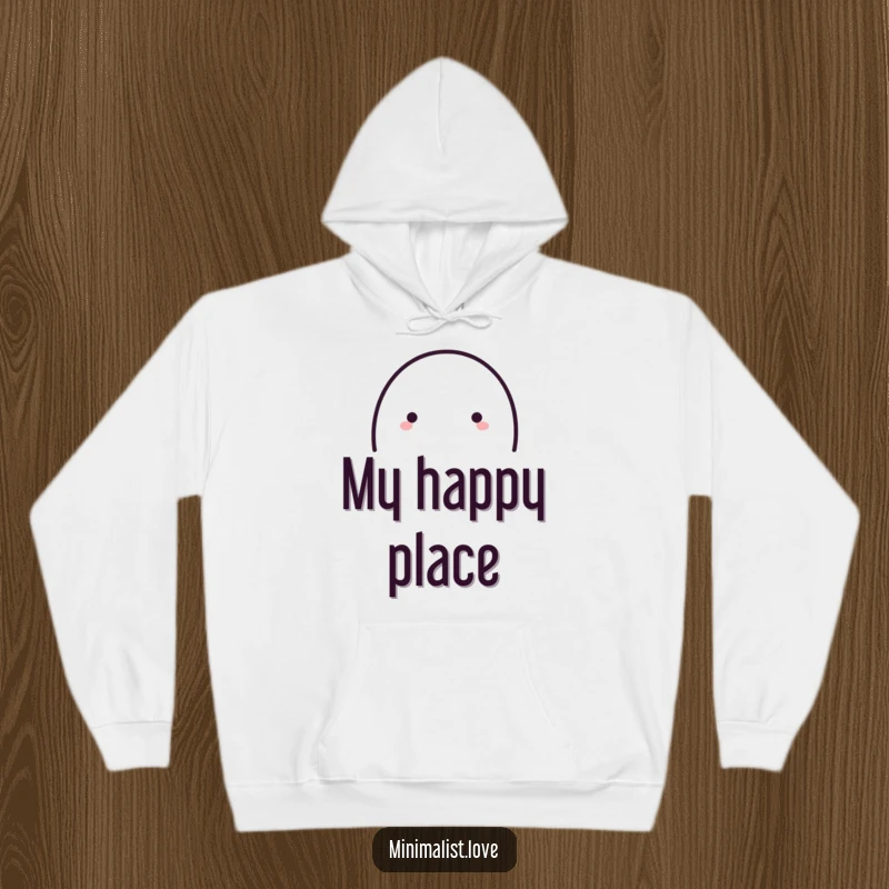 Funny single bold line forming a playful arc with a small dot at the end, on a hooded sweatshirt.