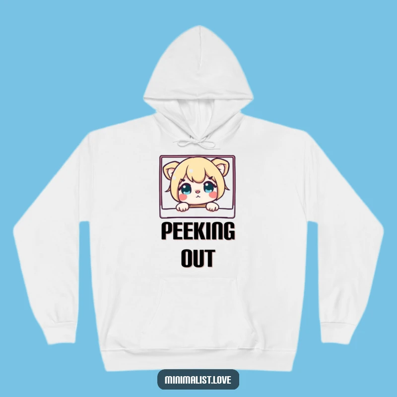 Funny Hoodie: Curious Character Hiding Behind Clean Rectangle - Cozy Funny Gift